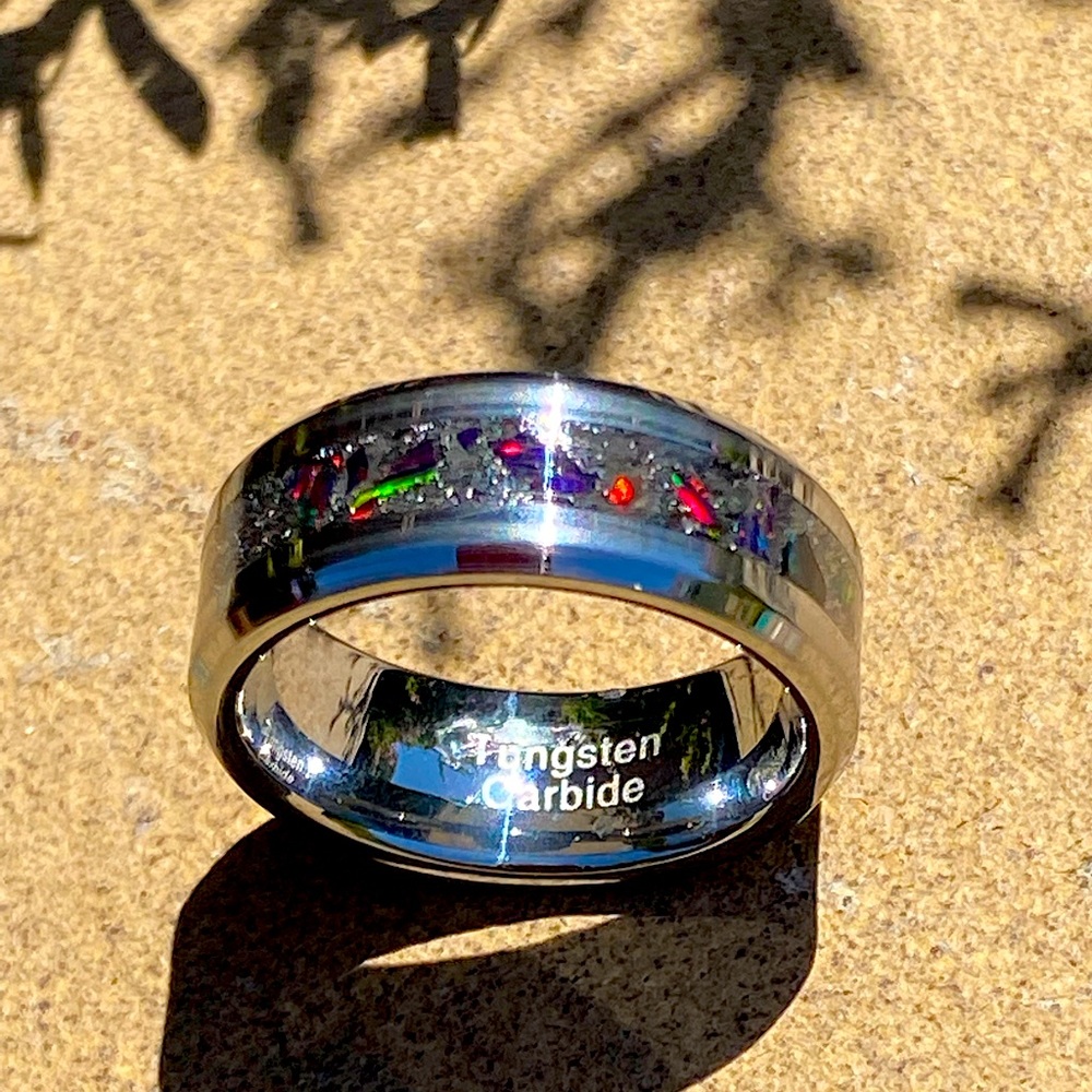 Meteorite & tungsten with Magma Opal